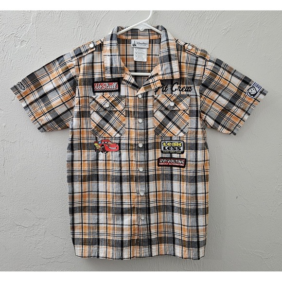 Disney Parks Other - Lightning McQueen Plaid Pearl Snap Button Up Shirt Disney Park Youth Size Medium